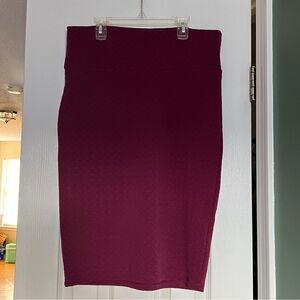 LuLaRoe Cassie Wine-Colored Pencil Skirt Size Large